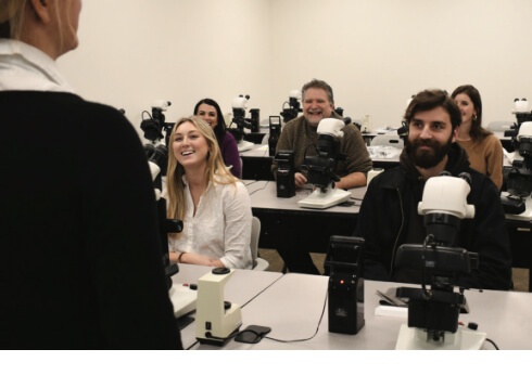 Students in a gemstone lab 