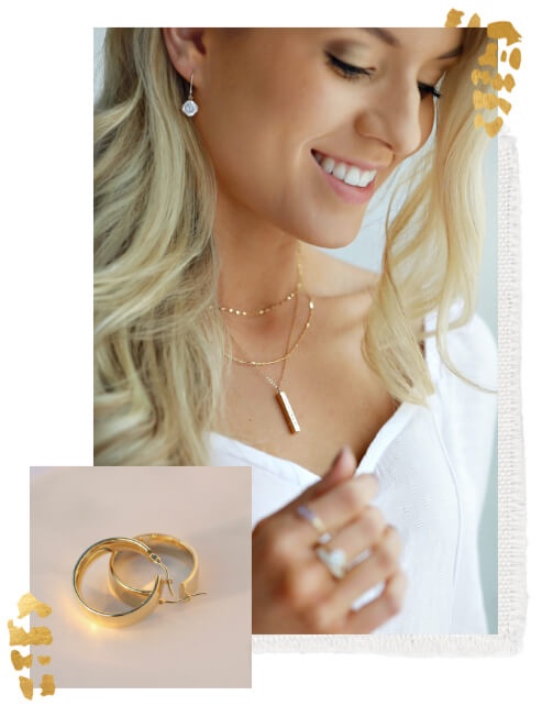 Woman wearing gold jewelry 