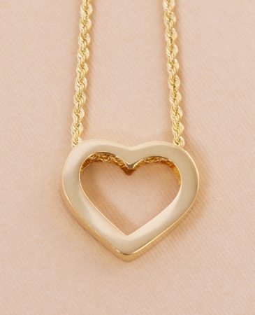 all metal gold heart necklace 