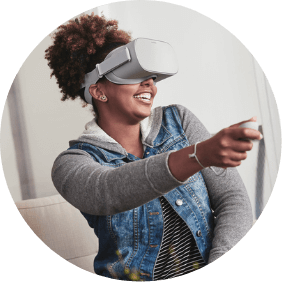 Woman wearing a virtual reality headset 
