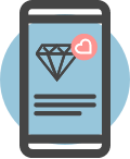 Mobile phone with product and love list icon 