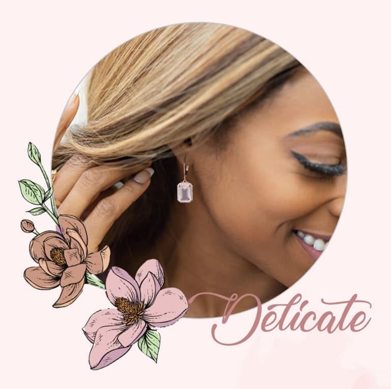 Woman wearing pink jewelry