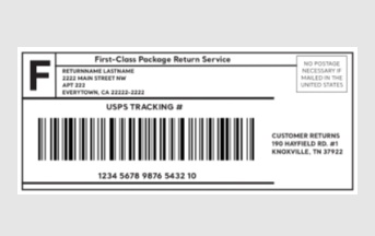 a first-class package return service slip 