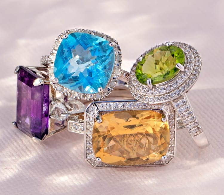 Colorful gemstone rings