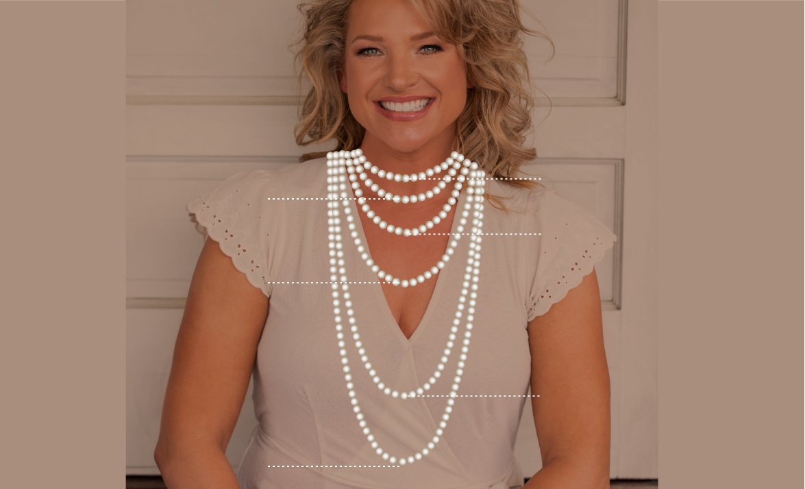 Woman wearing strand necklaces