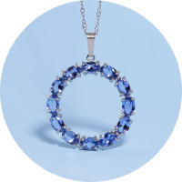 tanzanite in silver circle pendant necklace
