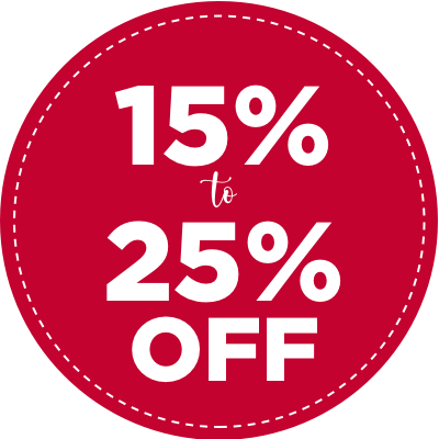 15% to 25% off 