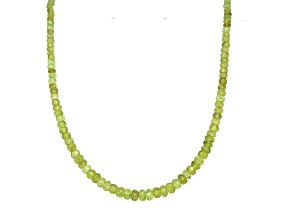 Peridot 3-4mm Faceted Bead Strand Approximately 16" in Length. Includes Silver Clasp.
