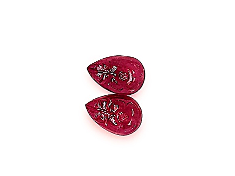 Ruby Unheated 15.85x10.45mm Pear Shape Carving Pair 19.60ct