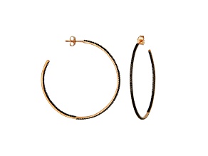 Black Diamond 10K Rose and Black Rhodium Plate Gold J- Hoop Earrings 5/8ctw.