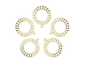 John Bead Gold Tone Alloy Circle Chain Beadwork Pendants 5 Pieces