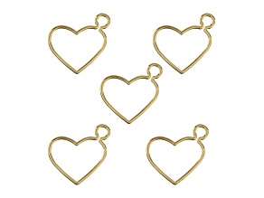John Bead Gold Tone Alloy Heart Side Link Beadwork Pendants 5 Pieces