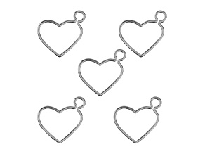John Bead Silver Tone Alloy Heart Side Link Beadwork Pendants 5 Pieces