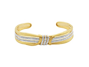 White Diamond Accent 14K Yellow Gold over Sterling Silver Two-Tone Cuff