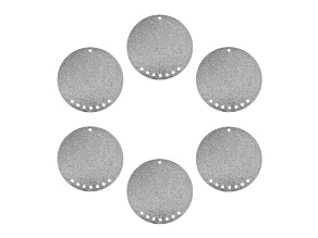 John Bead 8-Hole Silver Tone Alloy Round Circle Beadwork Pendants 6 Pieces