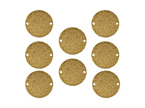 John Bead 2-Hole Gold Tone Alloy Round Circle Beadwork Pendants 8 Pieces