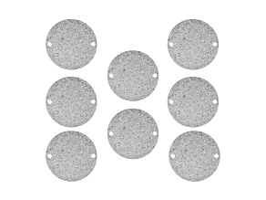 John Bead 2-Hole Silver Tone Alloy Round Circle Beadwork Pendants 8 Pieces
