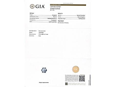 Sapphire Unheated 7.72x6.85mm Hexagon 1.50ct