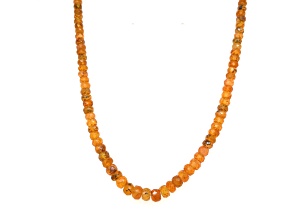 Spessartite 3.5-5mm Faceted Bead Strand Approximately 16" in Length. Includes Silver Clasp.