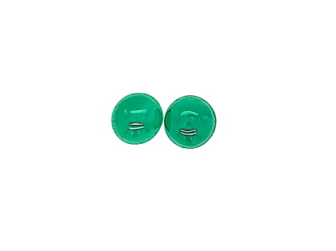 Colombian Emerald 8mm Round Cabochon Pair 5.48ct