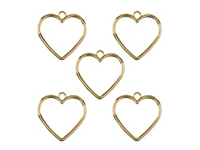 John Bead Gold Tone Alloy Heart Beadwork Pendants 5 Pieces