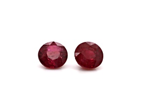 RUBY PIGEON BLOOD RED Round pair 6x6x4 and 6x6x4.5, 2.37CTS